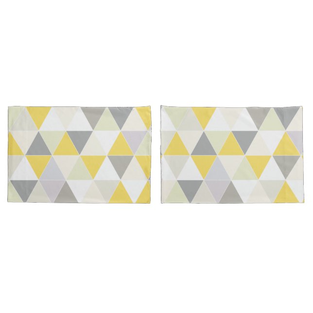 Housse D'oreillers PixDezines géométrique jaune+gris (Dos-Set)