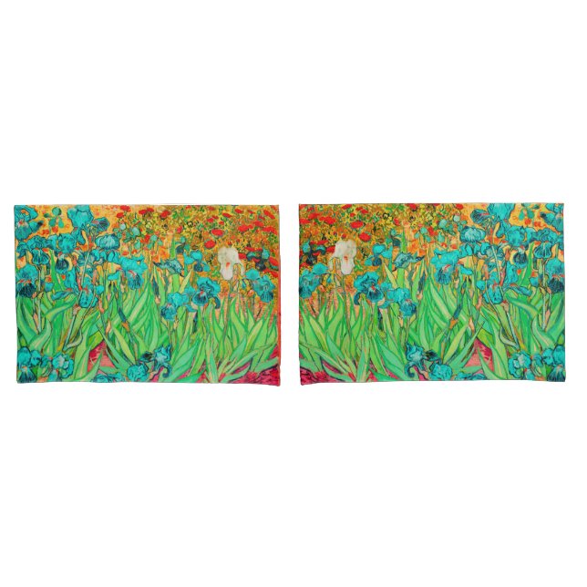 Housse D'oreillers PixDezines Van Gogh Iris/Teinte sarcelle/Saint-Rém (devant-Set)