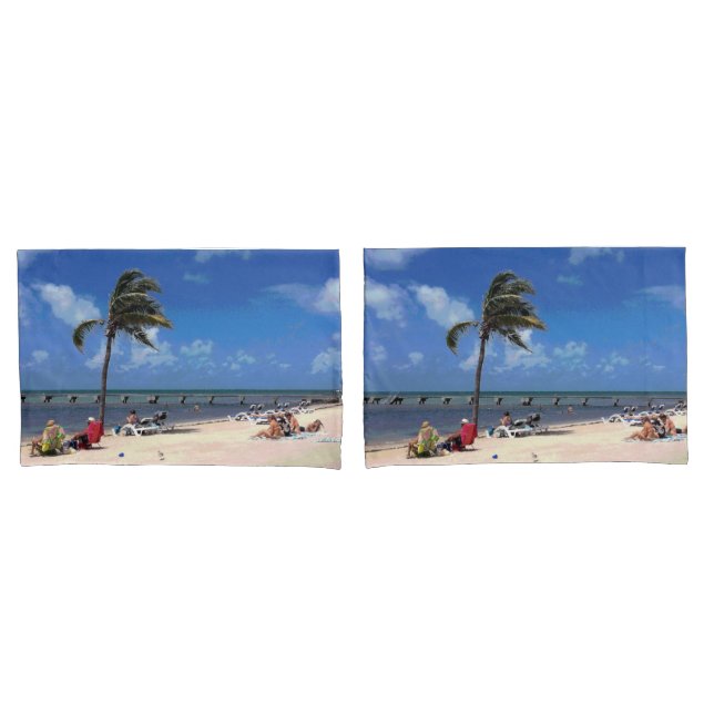 Housse D'oreillers Plage avec Palm de coco (devant-Set)