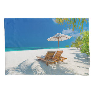 Housse D'oreillers Plages tropicales Plage de chaises longues Bora
