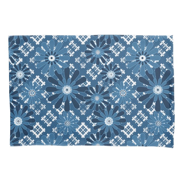 Housse D'oreillers Plaid checkered moderne abstrait sans couture bl (devant)
