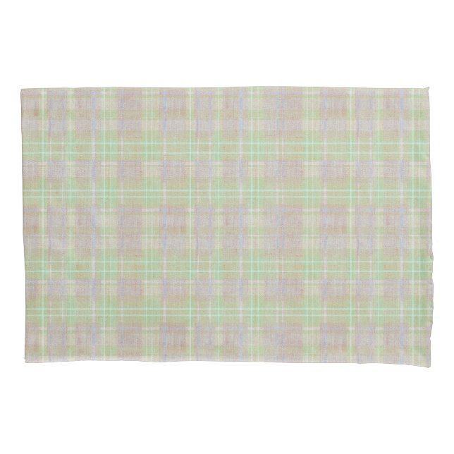 Housse D'oreillers Plaid de sauge neutre de ferme (devant-gauche)