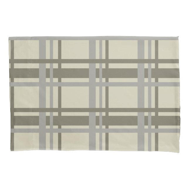 Housse D'oreillers Plaid gris et crème (devant)