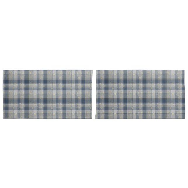 Housse D'oreillers Plaid Gris & Jaune, Fleur, Paire King Pilotes (devant-Set)