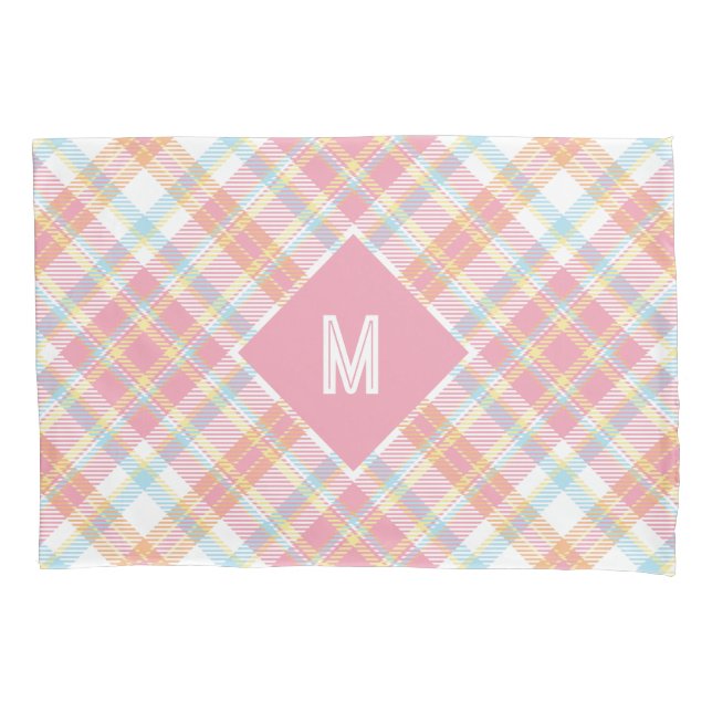 Housse D'oreillers Plaid Monogramme personnalisé / Motif Tartan (devant)