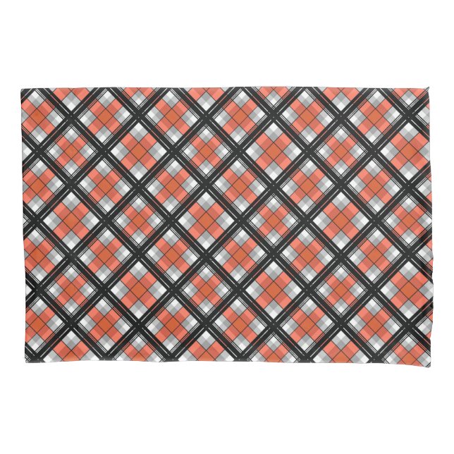 Housse D'oreillers Plaid noir et orange (devant)