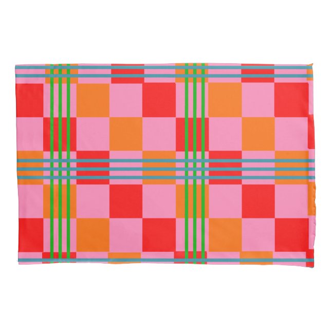 Housse D'oreillers Plaid Rétro  (devant)
