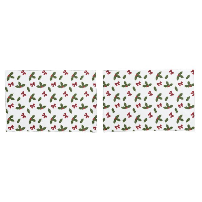 Housse D'oreillers Plante Holly Commun Et Motif Red Bows (devant-Set)
