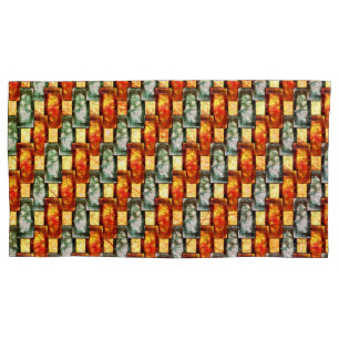 Housse D'oreillers Plaques rectangulaires sculptées et tachées, vert