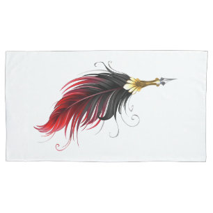 Housse D'oreillers Plume rouge avec pointe en or