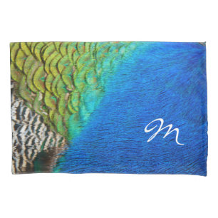 Housse D'oreillers Plumes de paon IV Colorful Nature Monogramme