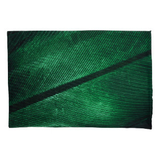 Housse D'oreillers Plumes Vertes, Belle Texture Motif.