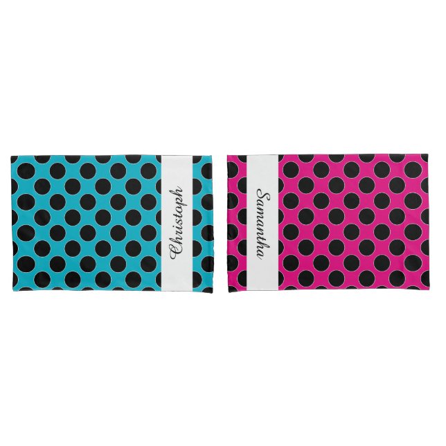 Housse D'oreillers Points motif sans soudure contour noir / blanc (devant-Set)