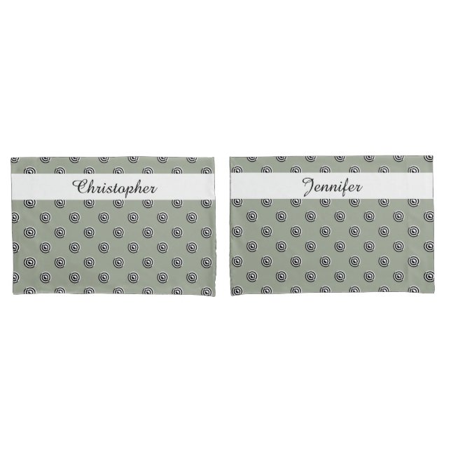 Housse D'oreillers Points noir & blanc miroir cible + votre backgr. (devant-Set)