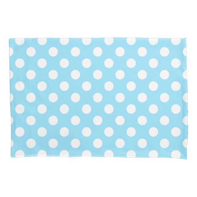 Housse D'oreillers Pois blanc sur bleu-clair (devant)