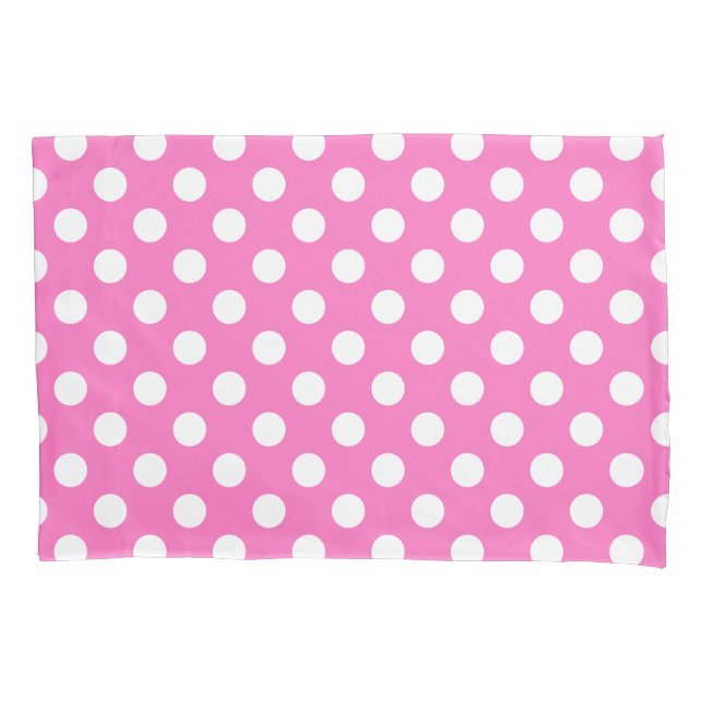 Housse D'oreillers Pois blancs sur rose (devant)