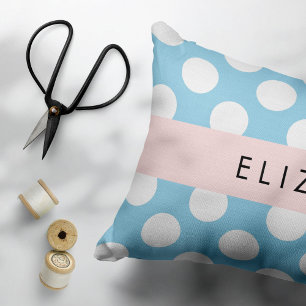 Housse D'oreillers Pois Bleus, Motif Polka Dot, Votre Nom