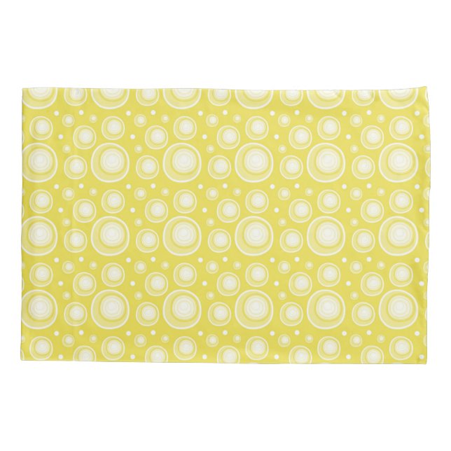 Housse D'oreillers Pois jaune et blanc de rétro motif (Dos)