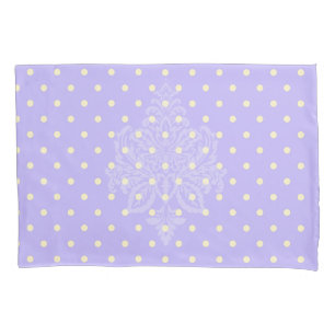 Housse D'oreillers Pois jaune et lavande violet coussin coque