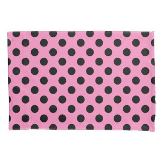 Housse D'oreillers Pois noirs en rose
