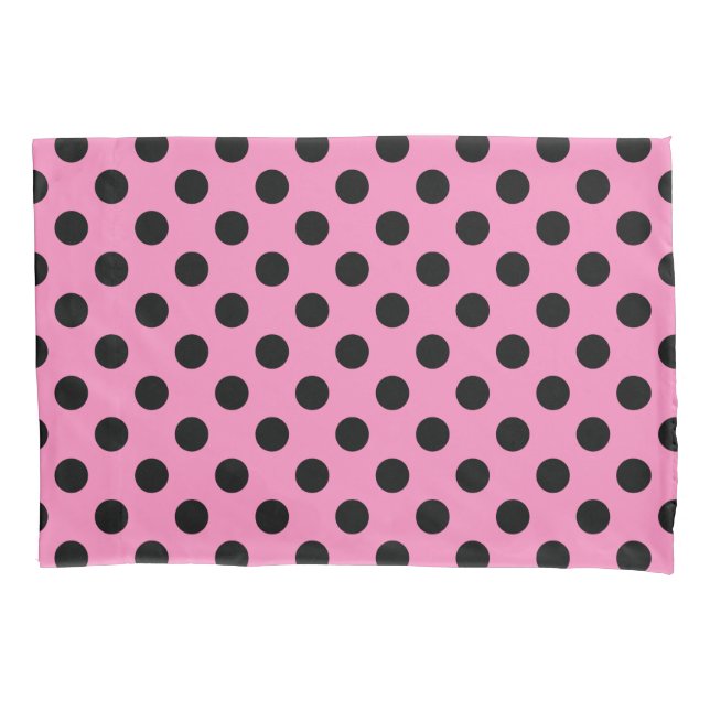 Housse D'oreillers Pois noirs en rose (devant)