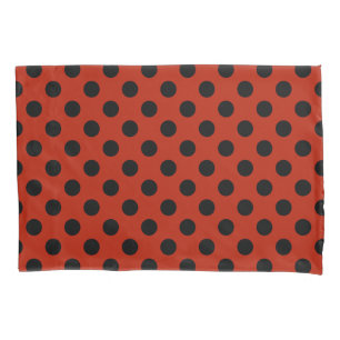 Housse D'oreillers Pois noirs en rouge