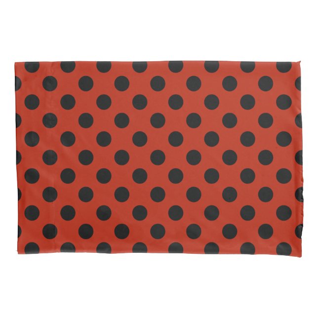 Housse D'oreillers Pois noirs en rouge (devant)