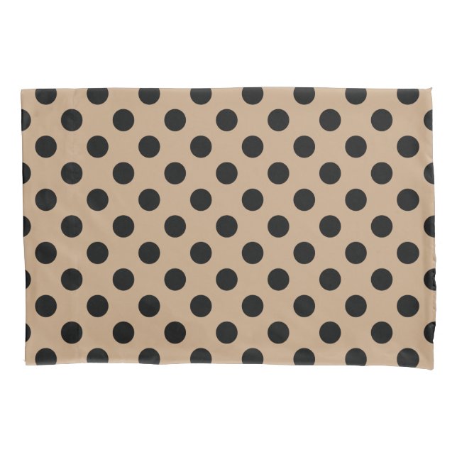 Housse D'oreillers Pois noirs sur beige (devant)