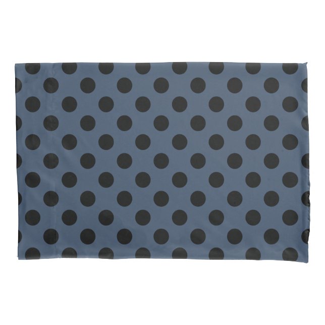 Housse D'oreillers Pois noirs sur gris-bleu (devant)