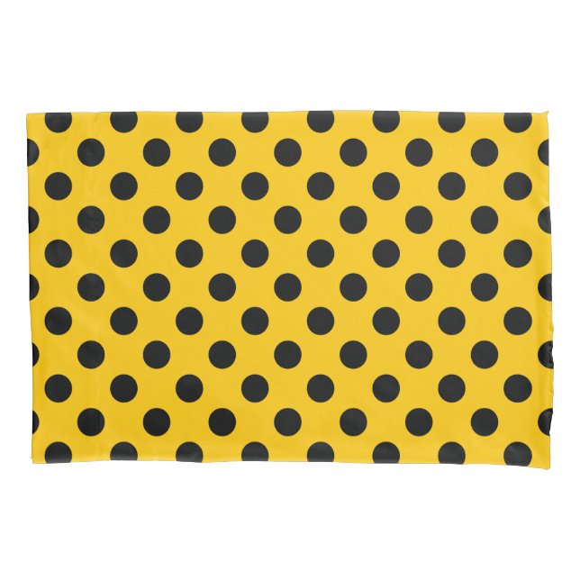 Housse D'oreillers Pois noirs sur jaune (devant)