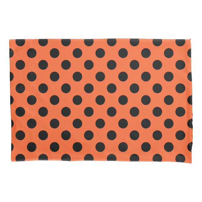 Housse D'oreillers Pois noirs sur orange (devant)