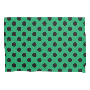 Housse D'oreillers Pois noirs sur vert frais