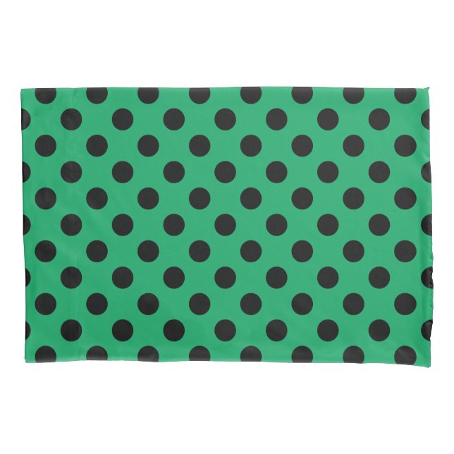 Housse D'oreillers Pois noirs sur vert frais (devant)