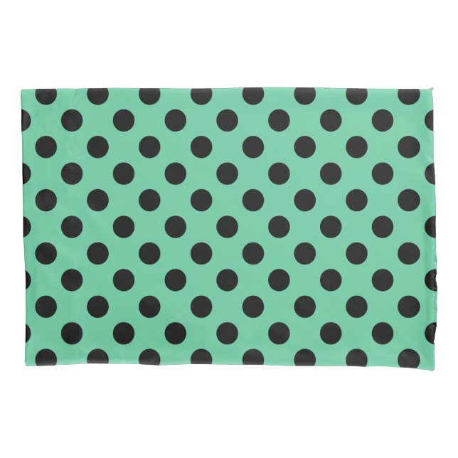 Housse D'oreillers Pois noirs sur vert menthe (devant)