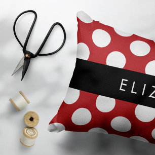 Housse D'oreillers Pois Rouges, Motif Polka Dot, Votre Nom