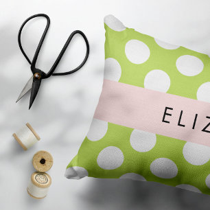 Housse D'oreillers Pois verts, Motif Pointe Polka, Votre Nom