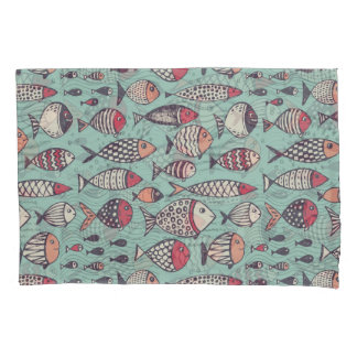 Housse D'oreillers Poissons amusants : motif sans couture dessiné à l