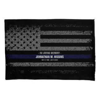 Housse D'oreillers Police Mince Ligne Bleue Américain Drapeau Pillowc