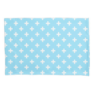 Housse D'oreillers Polka blanche croise sur bleu bébé