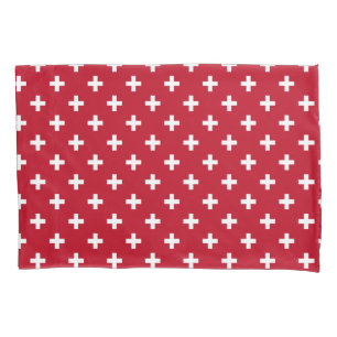 Housse D'oreillers Polka blanche croise sur rouge