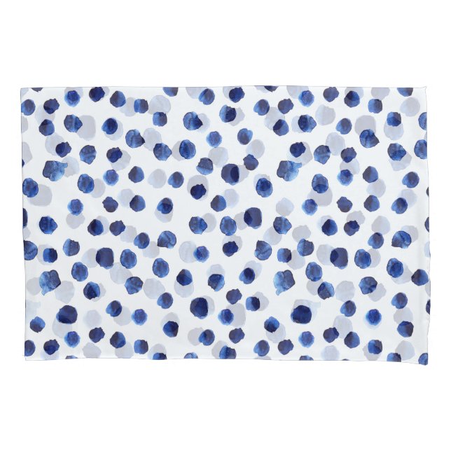 Housse D'oreillers Polka Bleue : Aquarelle Point sans joint. (devant)