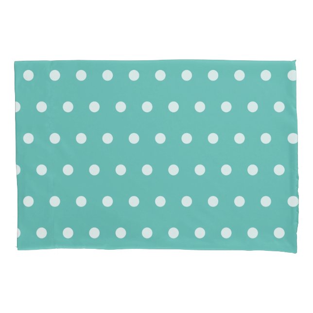 Housse D'oreillers Polka Dot Etui-Pilote Réversible (Aqua & White) (devant)