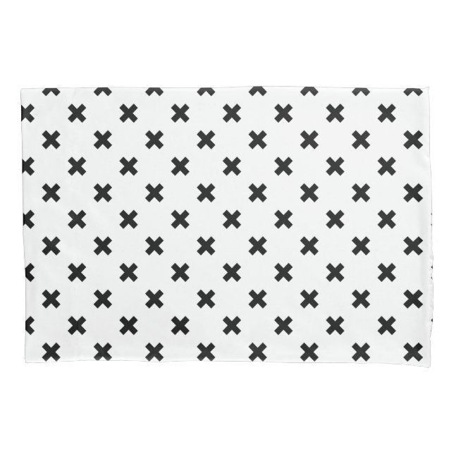 Housse D'oreillers Polka noire croise sur blanc (devant)