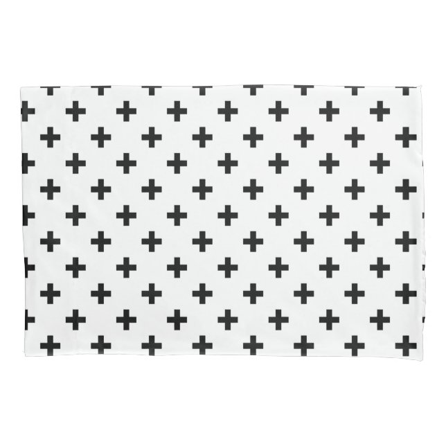 Housse D'oreillers Polka noire croise sur blanc (devant)