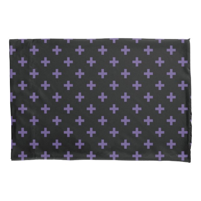 Housse D'oreillers Polka ultra violet croise sur noir (devant)