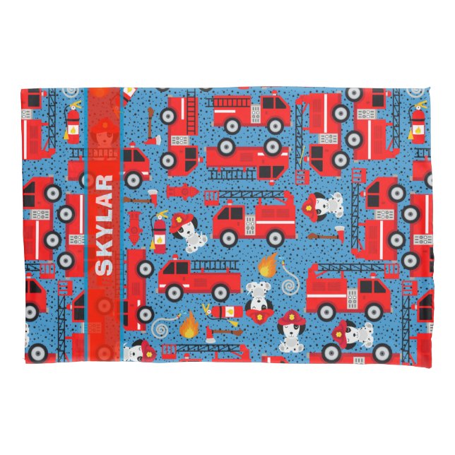 Housse D'oreillers Pompier à chiens Dalmatien Pompiers Personnalisé (devant)