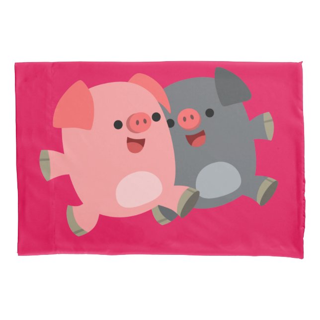 Housse D'oreillers Porcs de cartons noirs et blancs mignons (devant)