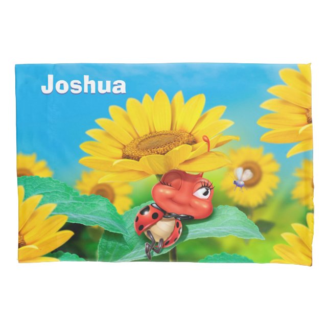 Housse D'oreillers Porte-monnaie personnalisée Ladybug & Sunflower (devant)
