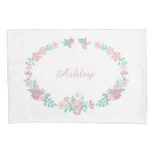 Housse D'oreillers Porte-oreille Florale Fille Monogramme Personnalis