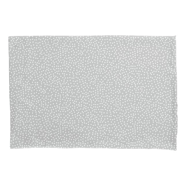 Housse D'oreillers Porte-oreiller à points gris et blanc Polka (devant)